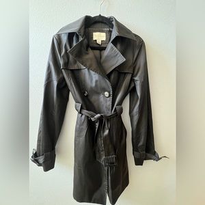 Super cute White House Black Market black “satiny” trench coat